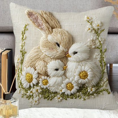 Easter Bunny Chick Pillow Cover
