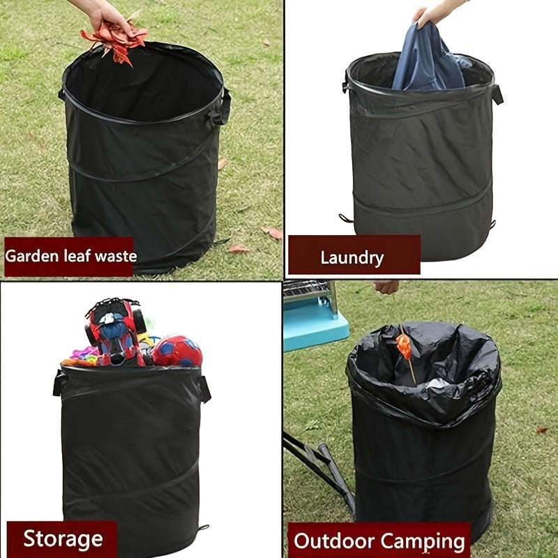 Black Portable Foldable Trash Can with Carry Handle