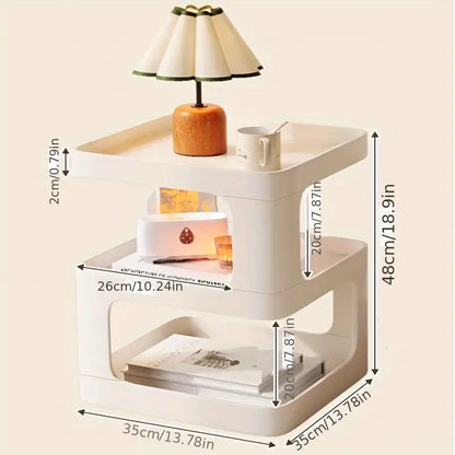 Tiered Shelf Bedside Table - White
