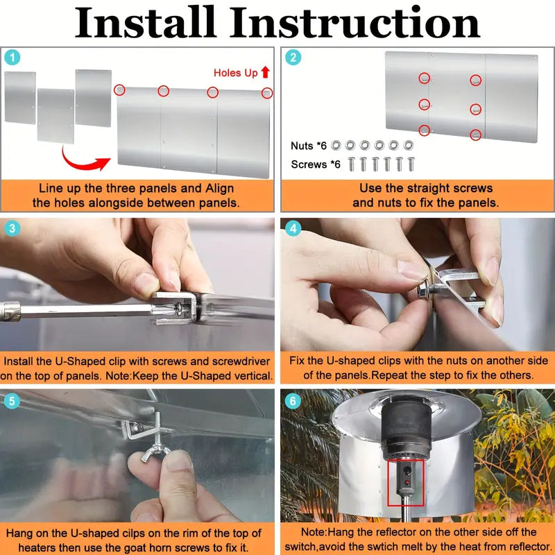 3 Panels Patio Heater Reflector Shield - Enhance Your Outdoor Heating Experience