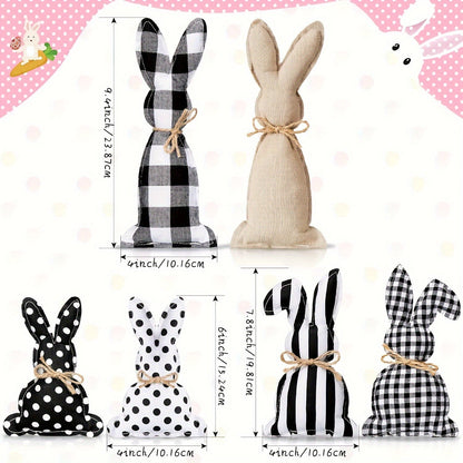 Set of 6 Easter Bunny Decor with Polka Dot Baskets