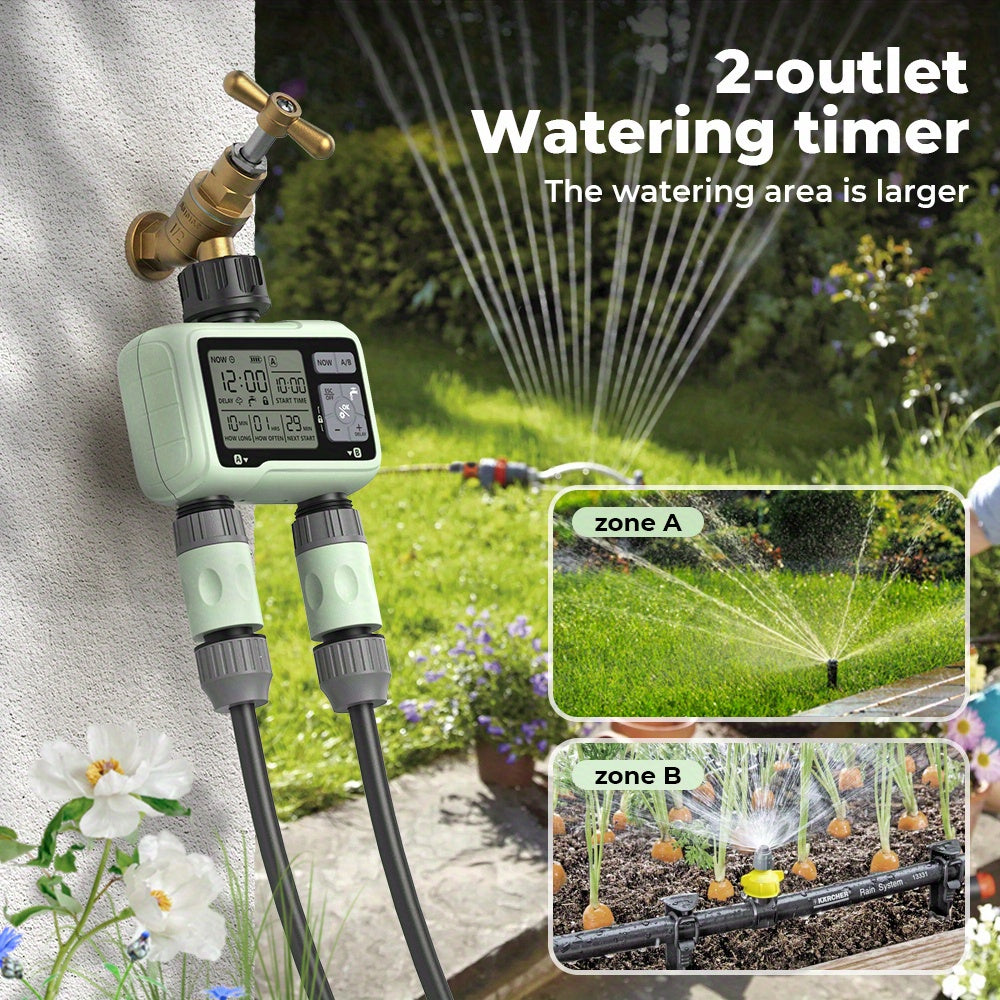 Dual-Outlet Water Timer for Automatic Irrigation
