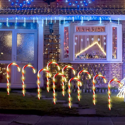Set of 5 Solar-Powered Candy Cane Pathway Lights