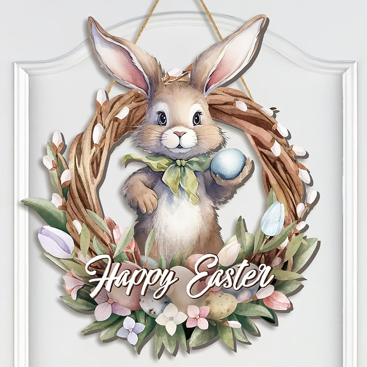 Easter Bunny Wreath Door Hanger for Holiday Decor