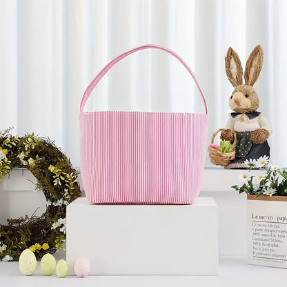 Easter Delight 3-Piece Seersucker Bunny Bag Set for Egg Hunting