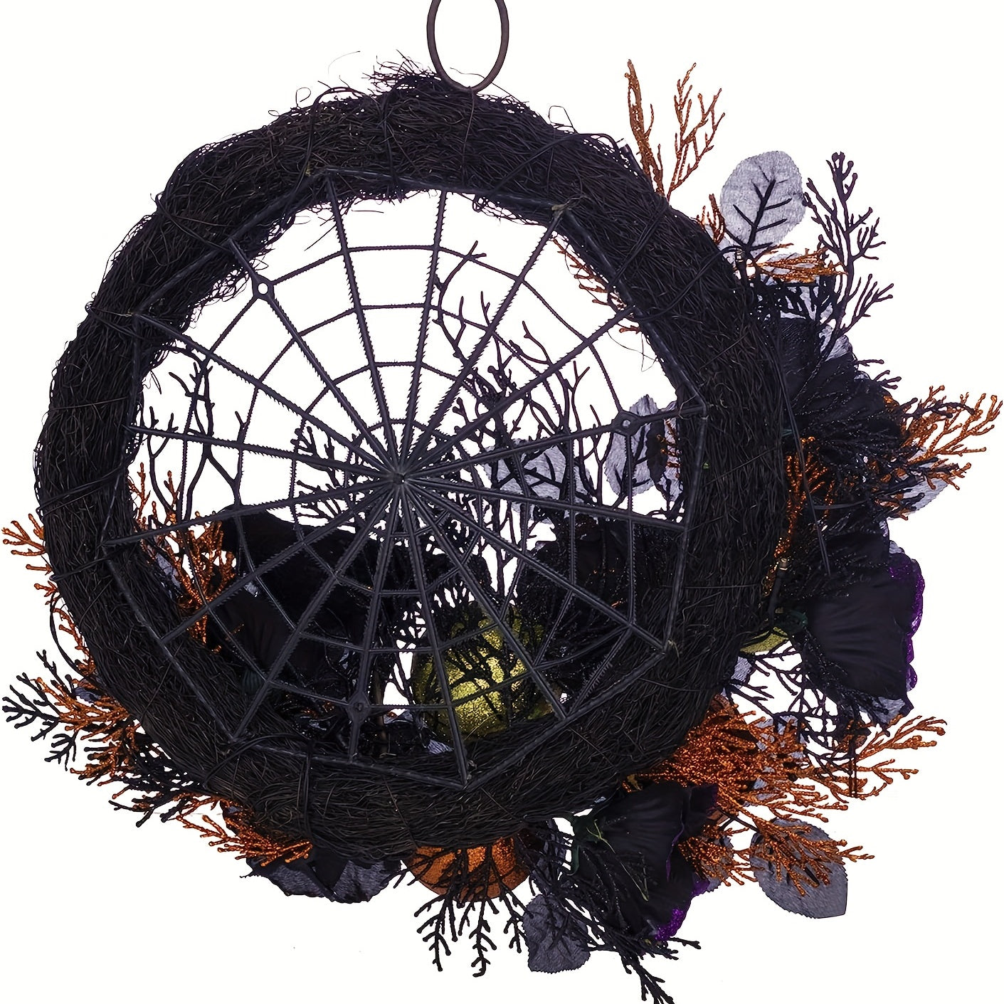 Halloween Wreath Decoration with Spider Web