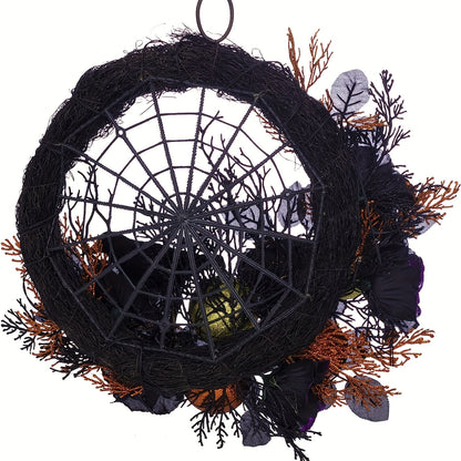 Halloween Wreath Decoration with Spider Web