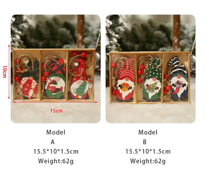 9pcs Festive Christmas Wooden Hanging Box - Decorating and Gifting