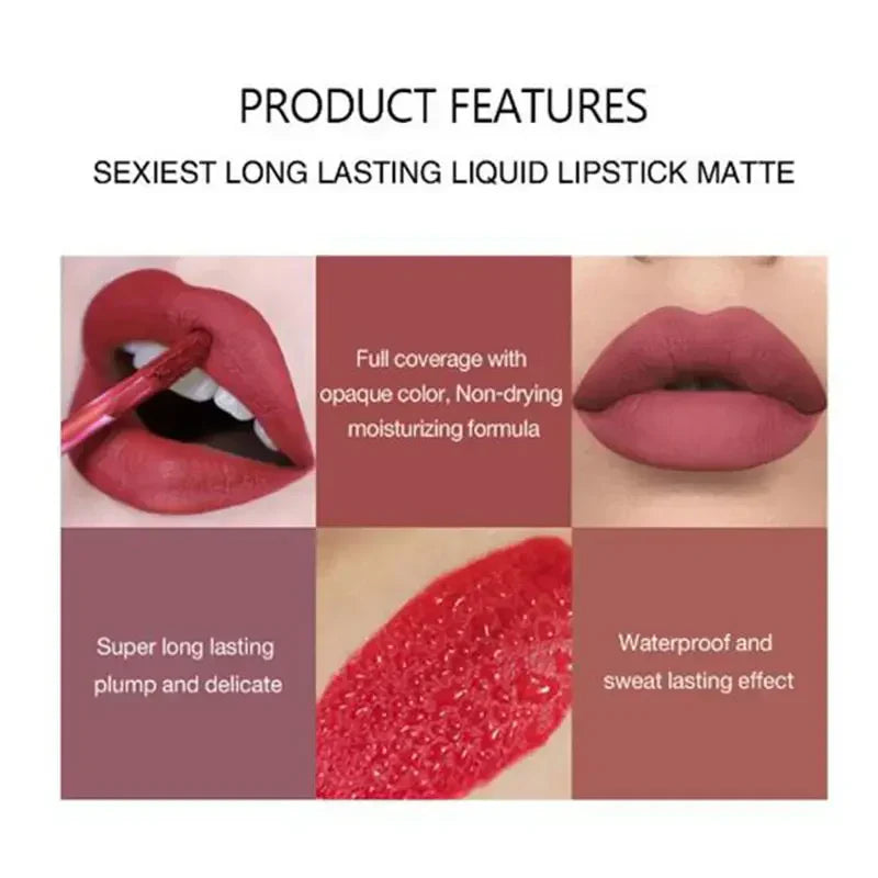 6-Piece Long-Lasting Waterproof matte Finish Lipsticks