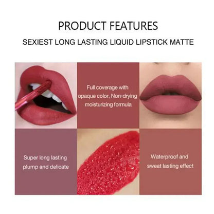 6-Piece Long-Lasting Waterproof matte Finish Lipsticks