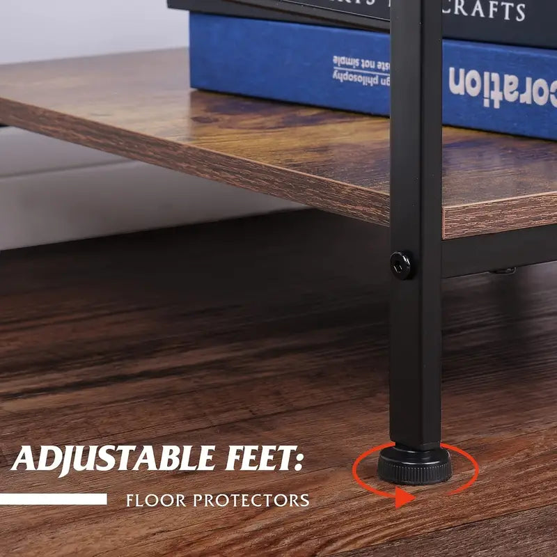 Rustic Black Metal Nightstand with Fabric Drawer