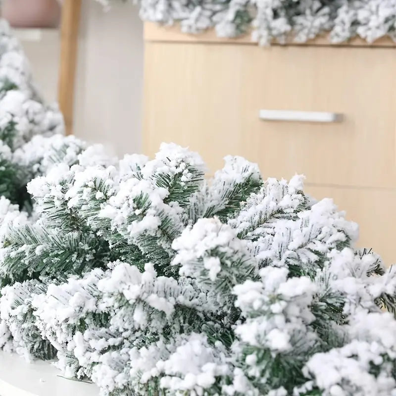 Snow Flocked Christmas Garland: Winter Frosted Pine for Festive Decor