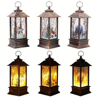 Set of 3 Christmas Lantern Lights - Santa Claus, Snowman, Reindeer Decorations