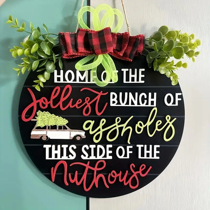 Welcome Guests with 1pc Christmas Wooden Door Sign