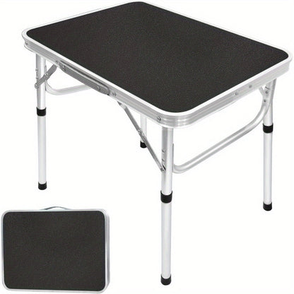 Adjustable Height Folding Table Portable Black