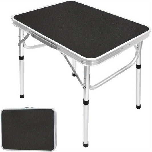 Adjustable Height Folding Table Portable Black