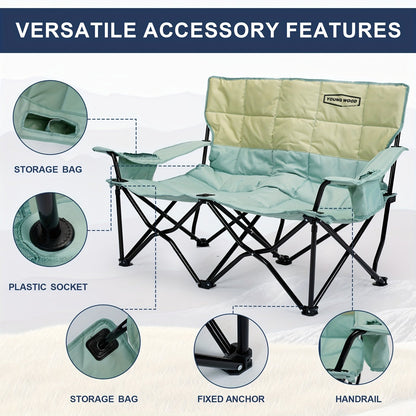 Double Camping Chair 2 Person Outdoor Folding Seat