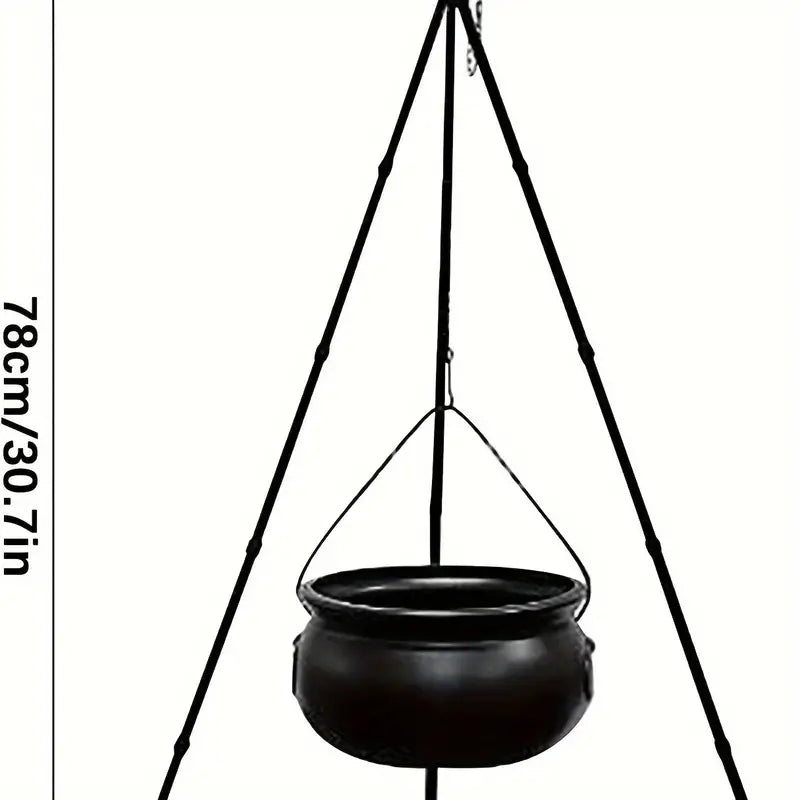 Witch's Cauldron with Lights - Black Plastic Bowl