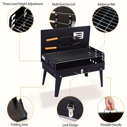 Portable Iron BBQ Grill with Tools