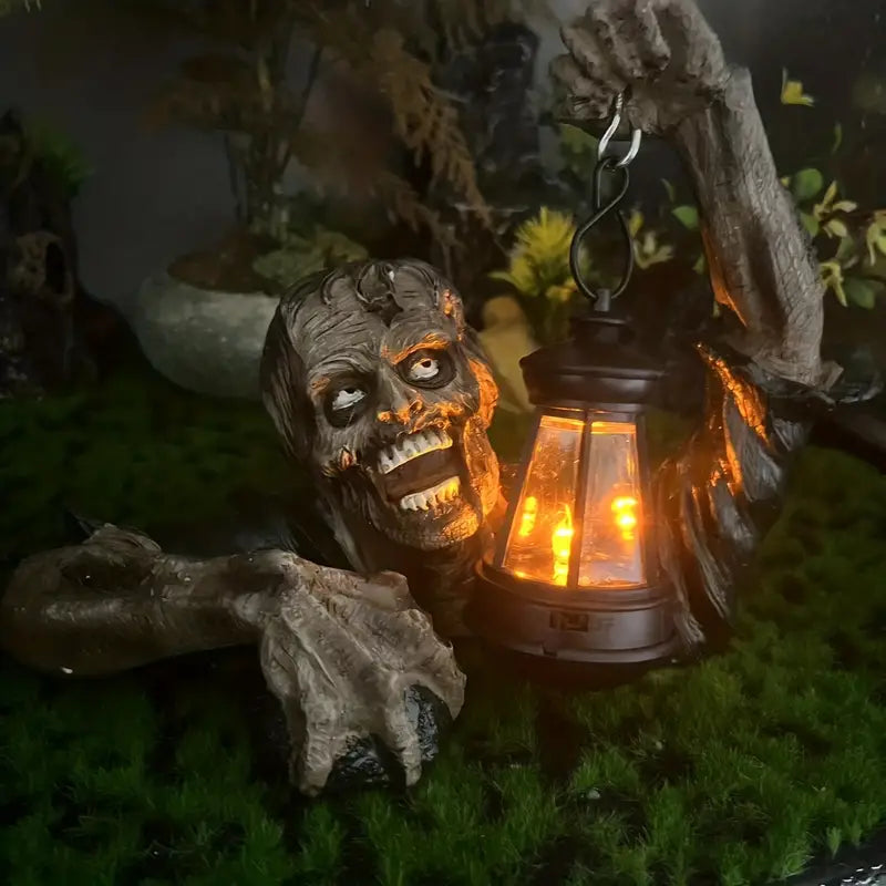 Undead Illumination: Zombie Garden Statue with Lamp
