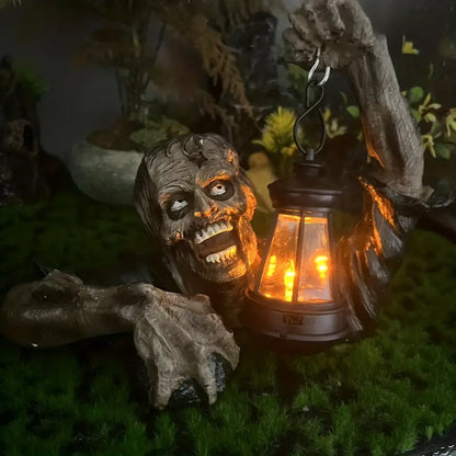 Undead Illumination: Zombie Garden Statue with Lamp