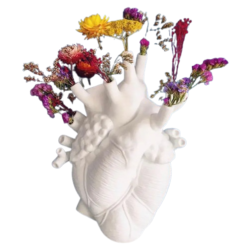 Unique Pedestal Vase Shaped as Human Heart | Novelty Bud-Vase Christmas Decor