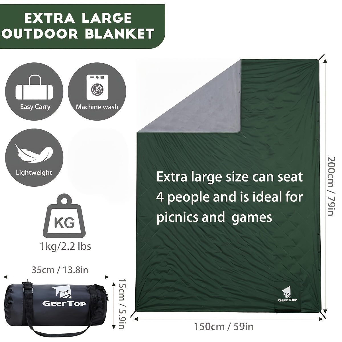 Outdoor Stadium Blanket Thick Warm Windproof Camping