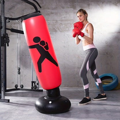 1pc Inflatable Fitness Boxing Bag Stand - Durable Martial Arts Training Aid(Red)