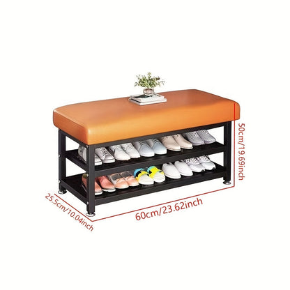 Shoe Changing Stool with Storage Rack