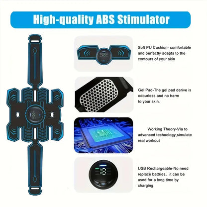 Rechargeable Fitness Belt Set with 6 Modes and 18 Intensity Levels