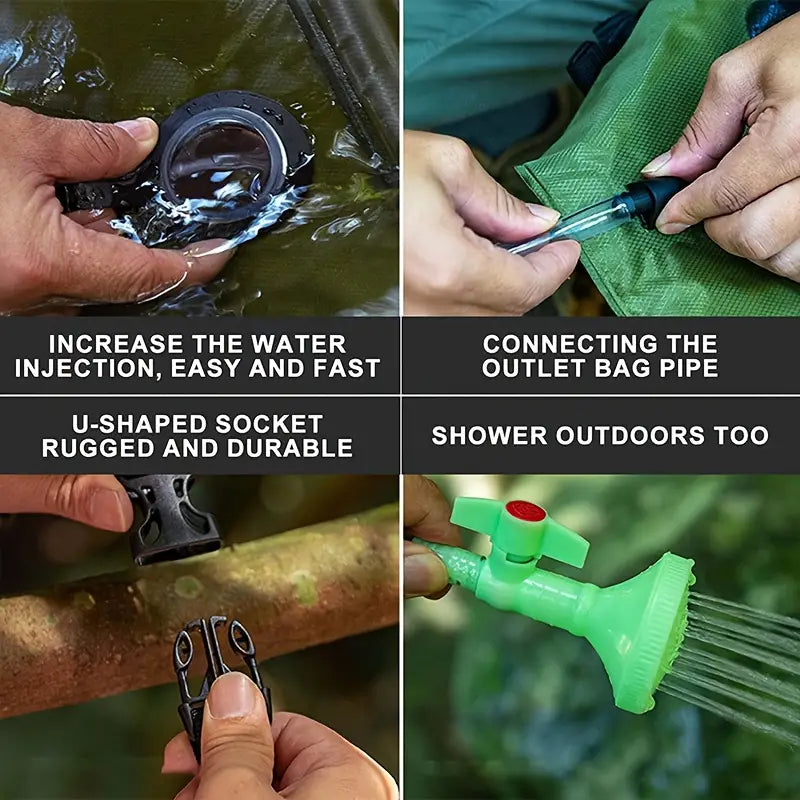 5 Gallon Solar Heated Camping Shower Bag - Portable Bath Bag