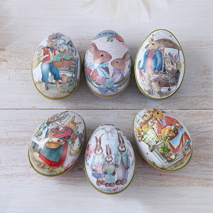6pcs Easter Egg & Bunny Iron Candy Boxes