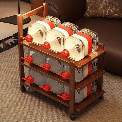 Solid Wood Side Table with Storage