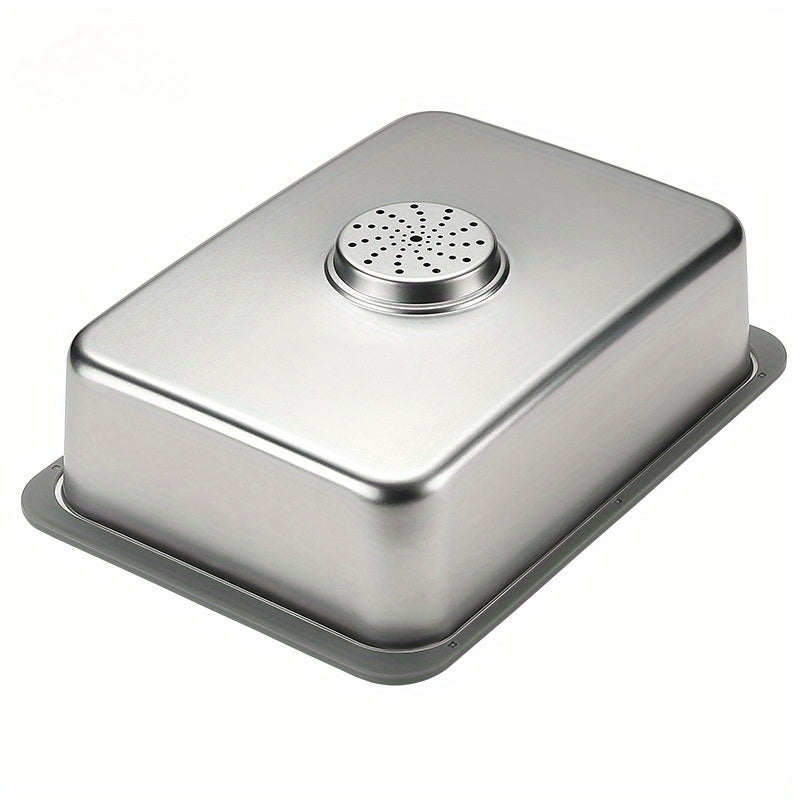 Rectangular Stainless Steel Camping Sink with Wooden Lid