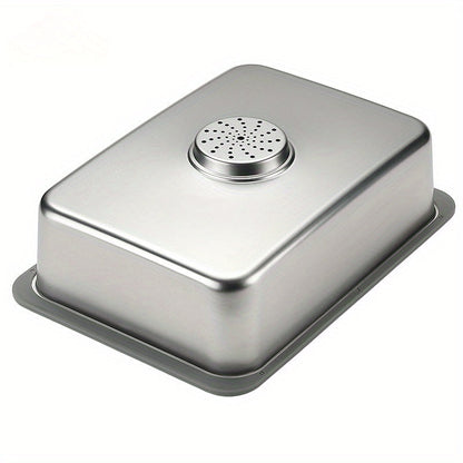 Rectangular Stainless Steel Camping Sink with Wooden Lid