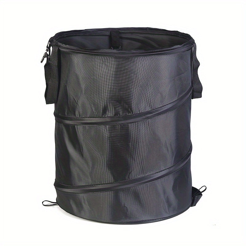 Black Portable Foldable Trash Can with Carry Handle