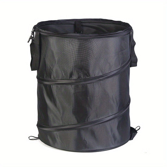 Black Portable Foldable Trash Can with Carry Handle
