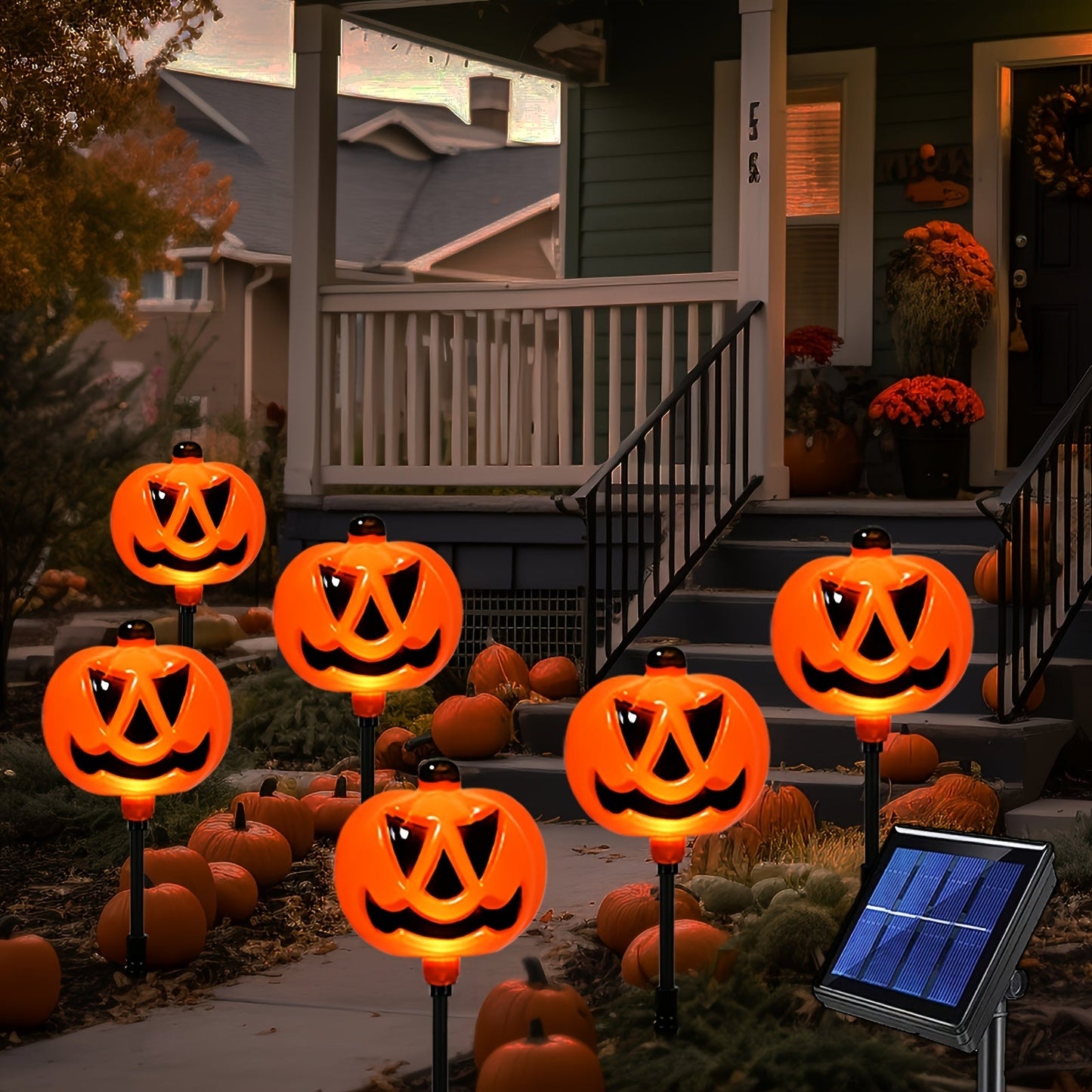 Solar Powered Pumpkin Lights (Set of 6)