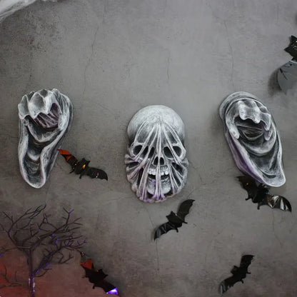 3-Piece Set of 5-Inch Realistic Ghost Hands - Wall-Mounted Head Pendants