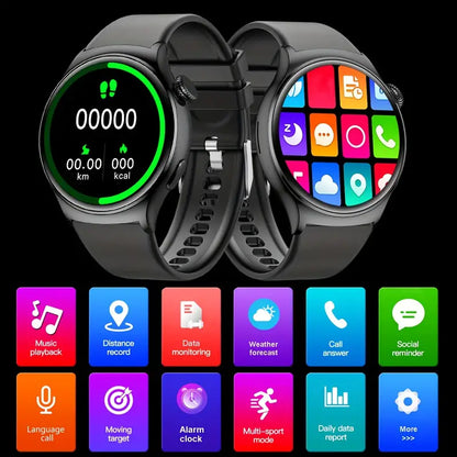 Black Silicone Smart Watch with Wireless Call and Sports Mode