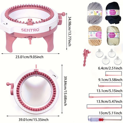 48-Needle Pink Knitting Machine Kit for DIY Crafts