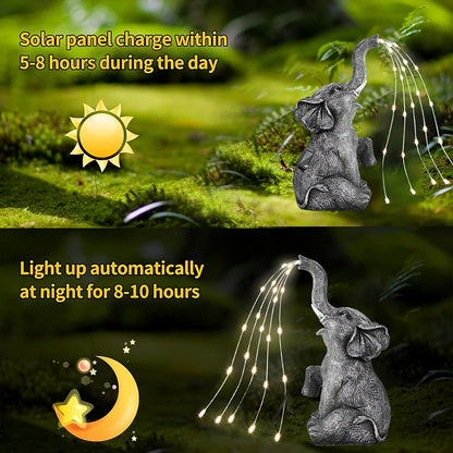 Solar Elephant LED Lantern Garden Light Outdoor Decor