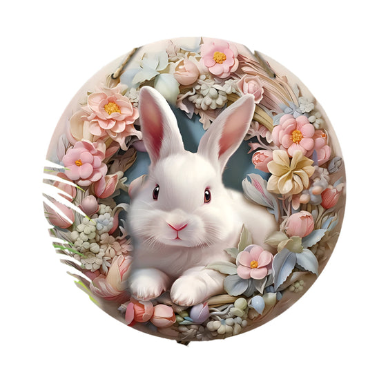 Easter Bunny & Tulips Wooden Wreath Spring Decor