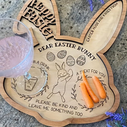 Easter Bunny Wooden Tray Centerpiece Rustic Decor