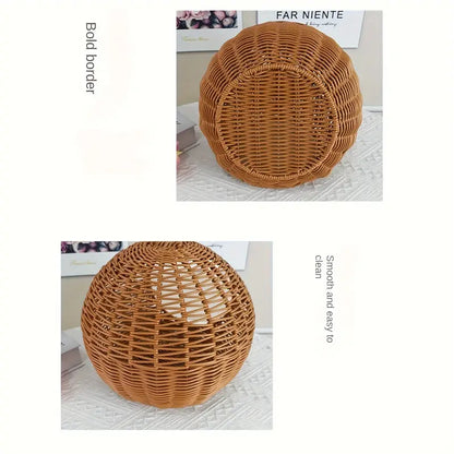Imitation Rattan Cat Cage - Hanging Cat Nest with Semi-Enclosed Design