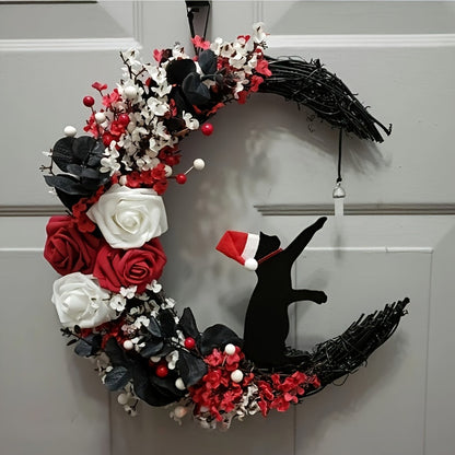 Gothic Black Cat Victorian Wreath Door Hanging