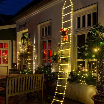 Santa's Festive Climb: Illuminated Christmas Ladder Light