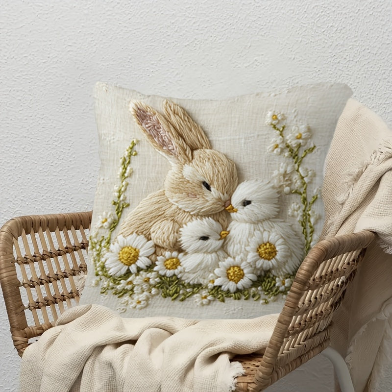 Easter Bunny Chick Pillow Cover