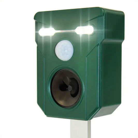 Ultrasonic Solar Animal Repeller with LED Lights & Motion Sensor