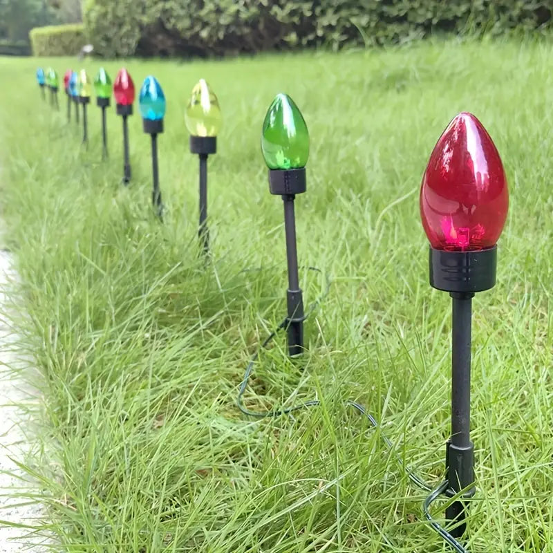 Solar C9 Pointed Bubble Color Lawn Lights - 12-in-1 Pack